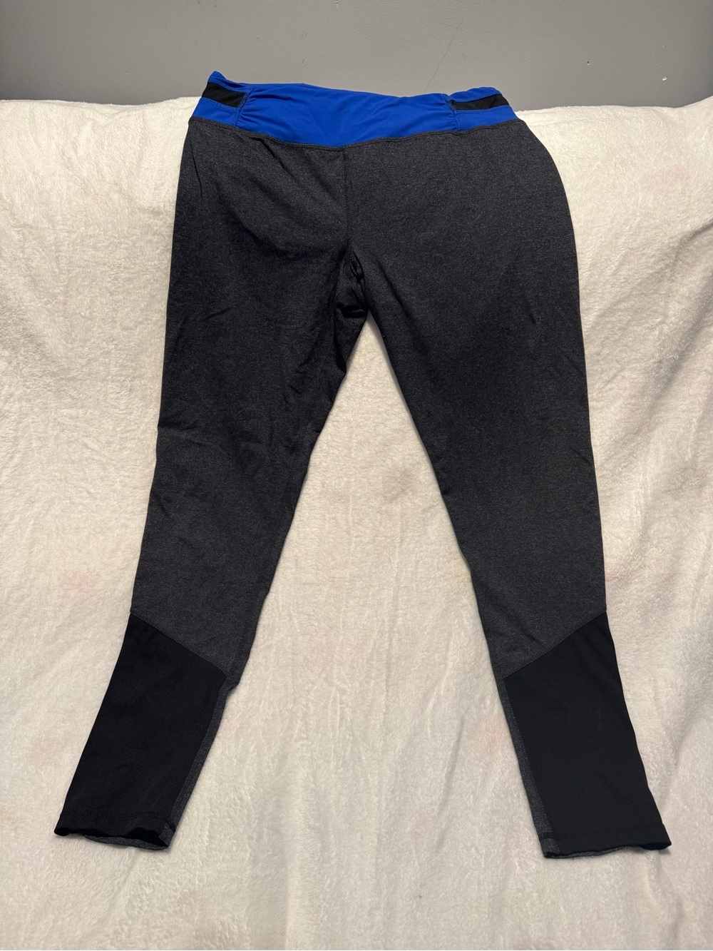 Girls Kyodan Black Athletic Leggings with Blue Waistband